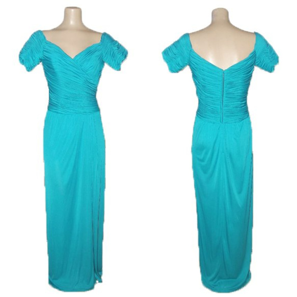 Vintage Dresses & Skirts - VINTAGE 70s Draped Jersey Grecian Gown Dress DESSY